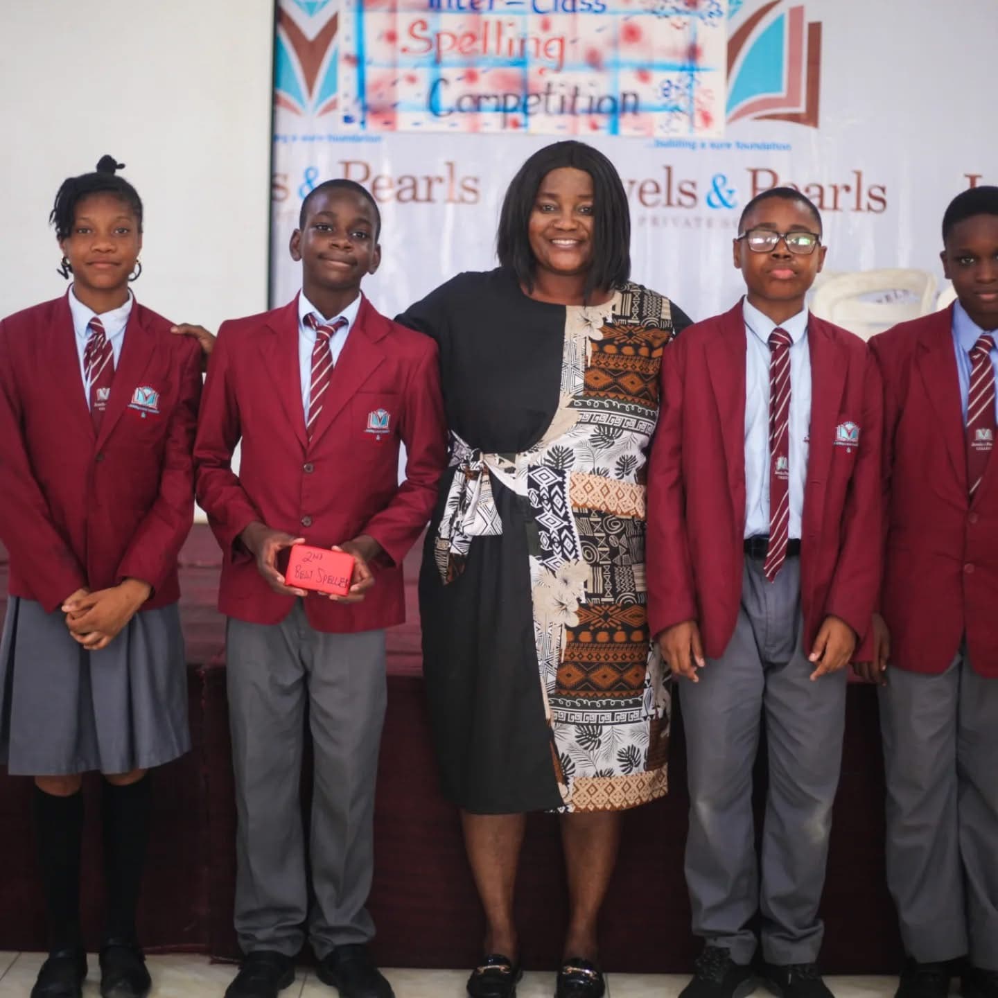 Students at the Jewels and Pearls Private School Inter-Class Spelling Competition